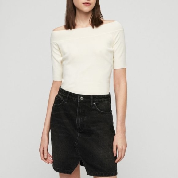 ALL SAINTS Alyssa Off-the-Shoulder Ribbed Knit Top - Picture 1 of 9